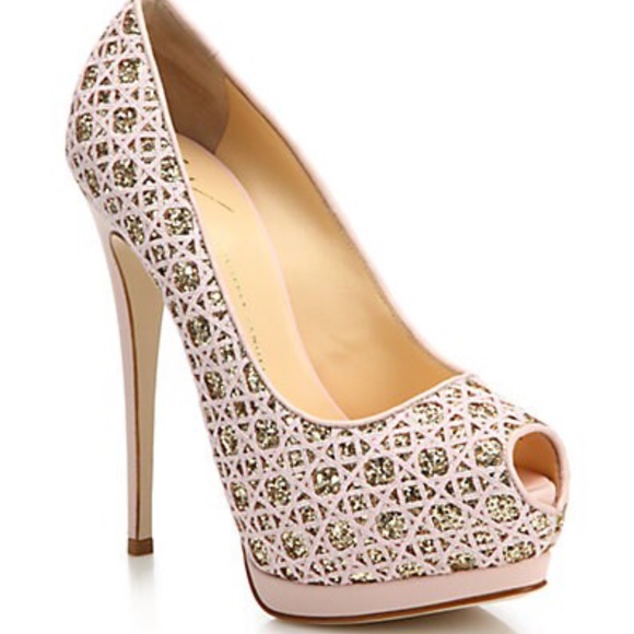 New in box Guiseppe Zanotti Glitter peep toe heel - Picture 1 of 8